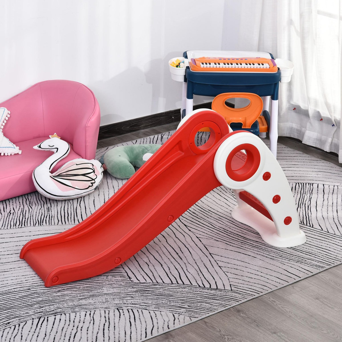 HOMCOM Toboggan enfant pliable 3 à 6 ans usage intérieur extérieur dim. 120L x 50l x 56H cm HDPE