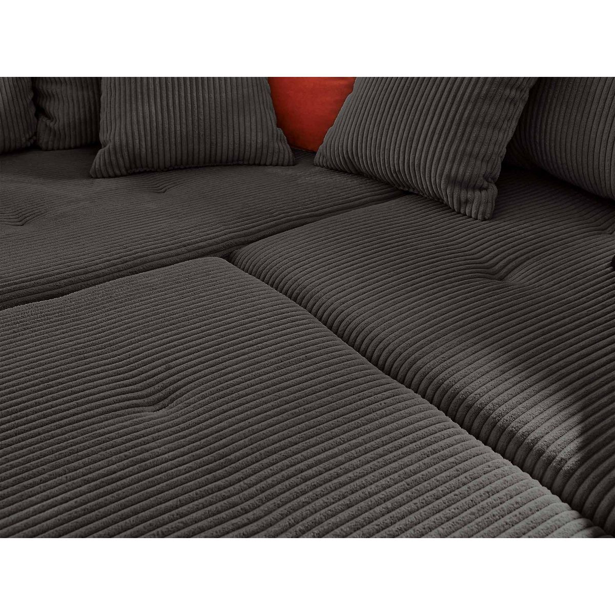 LISA DESIGN Rune - canapé panoramique d'angle gauche - 7 places - en velours côtelé