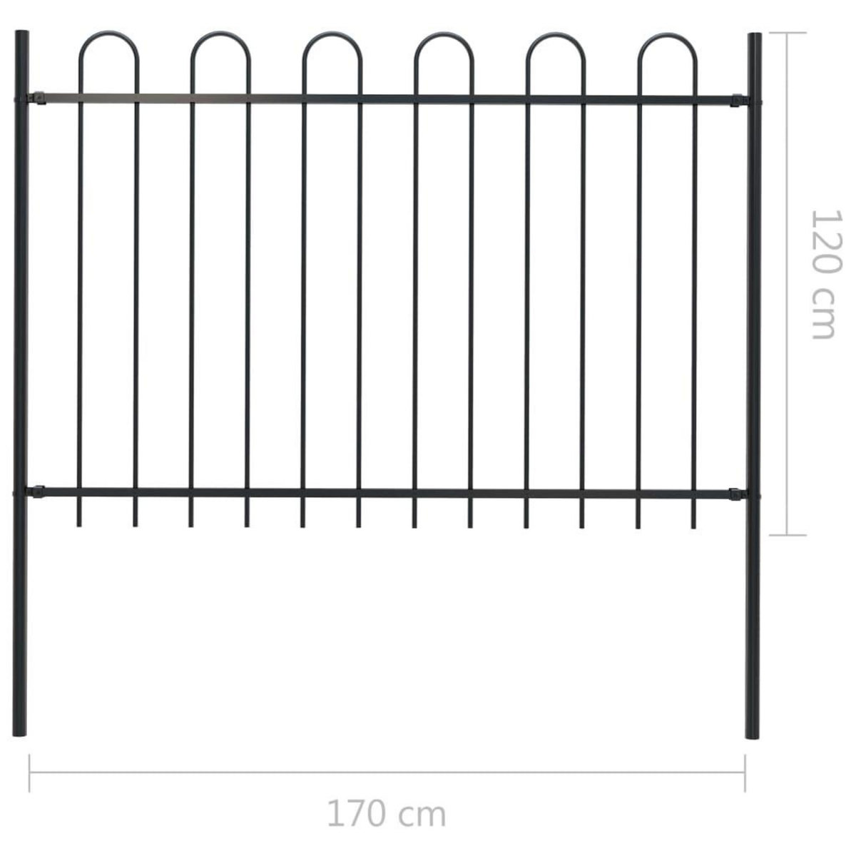 VIDAXL Cloture de jardin avec dessus en cerceau Acier 1,7 m Noir