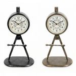 AAAAA Horloge de table DKD Home Decor 17 x 8 x 31 cm Noir Doré Fer PVC Loft (2 Unités)