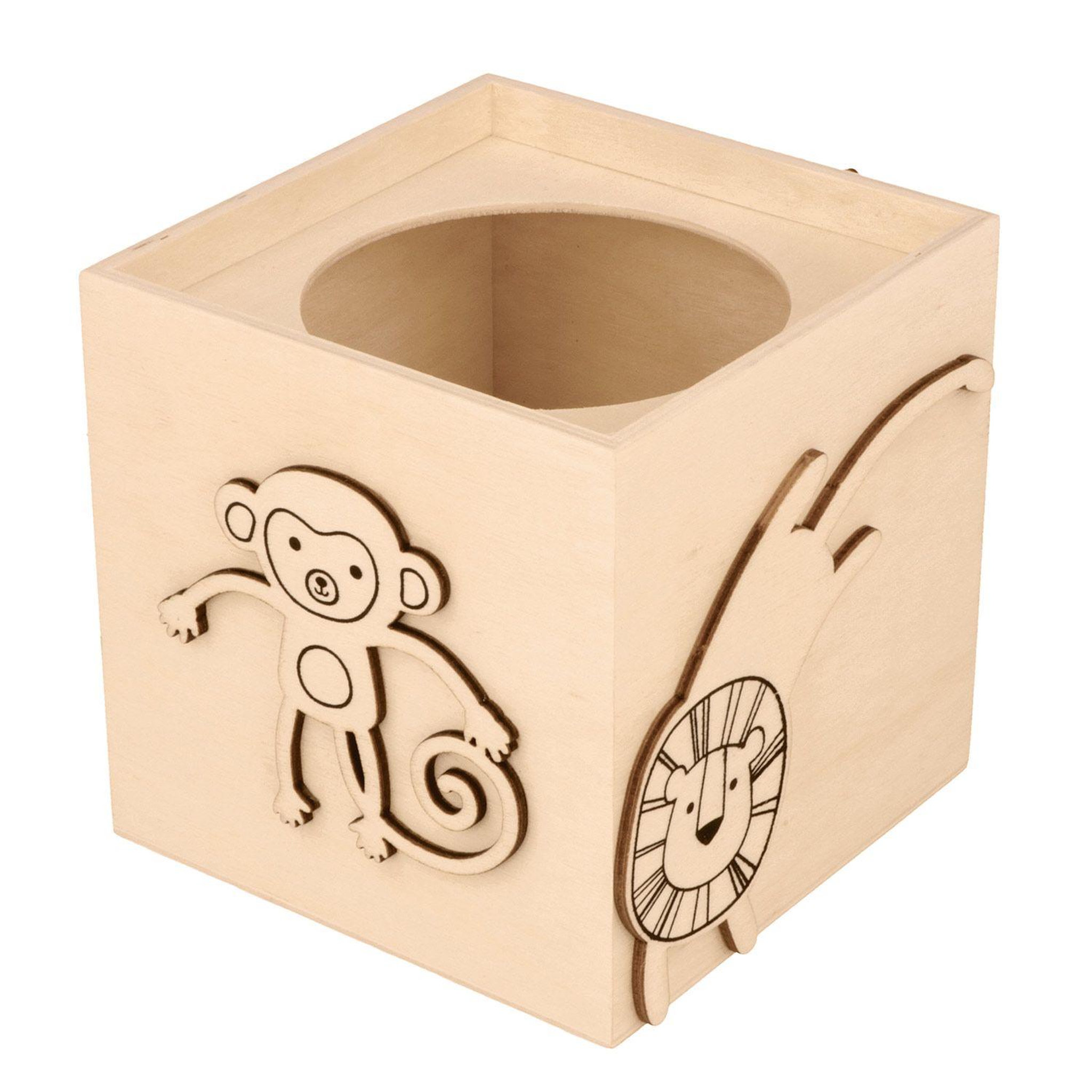 Voir la diapositive 2 : Artemio Pot à crayon en bois animaux de la savane
