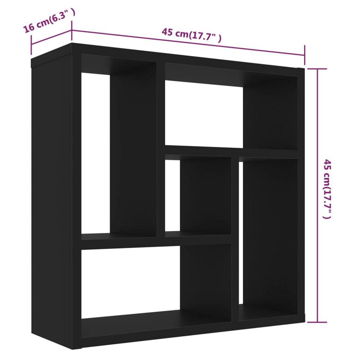 VIDAXL Etagere murale Noir 45,1x16x45,1 cm Bois d'ingenierie