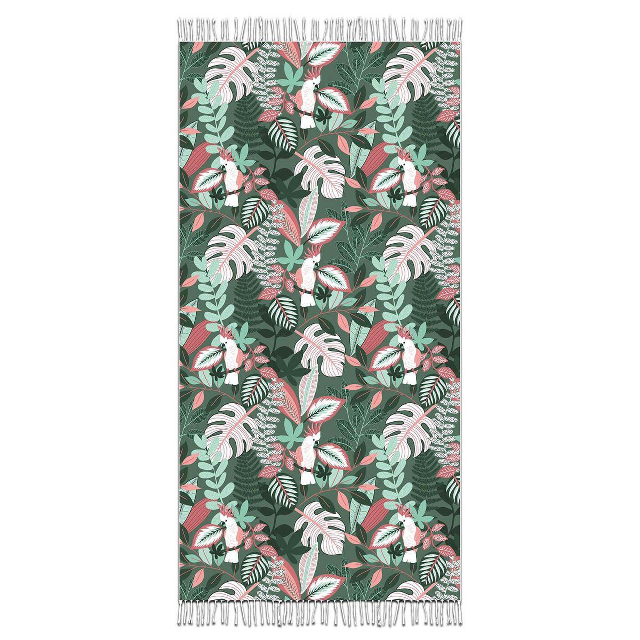Douceur d'Intérieur Fouta à franges imprimé  ara  100x200cm vert