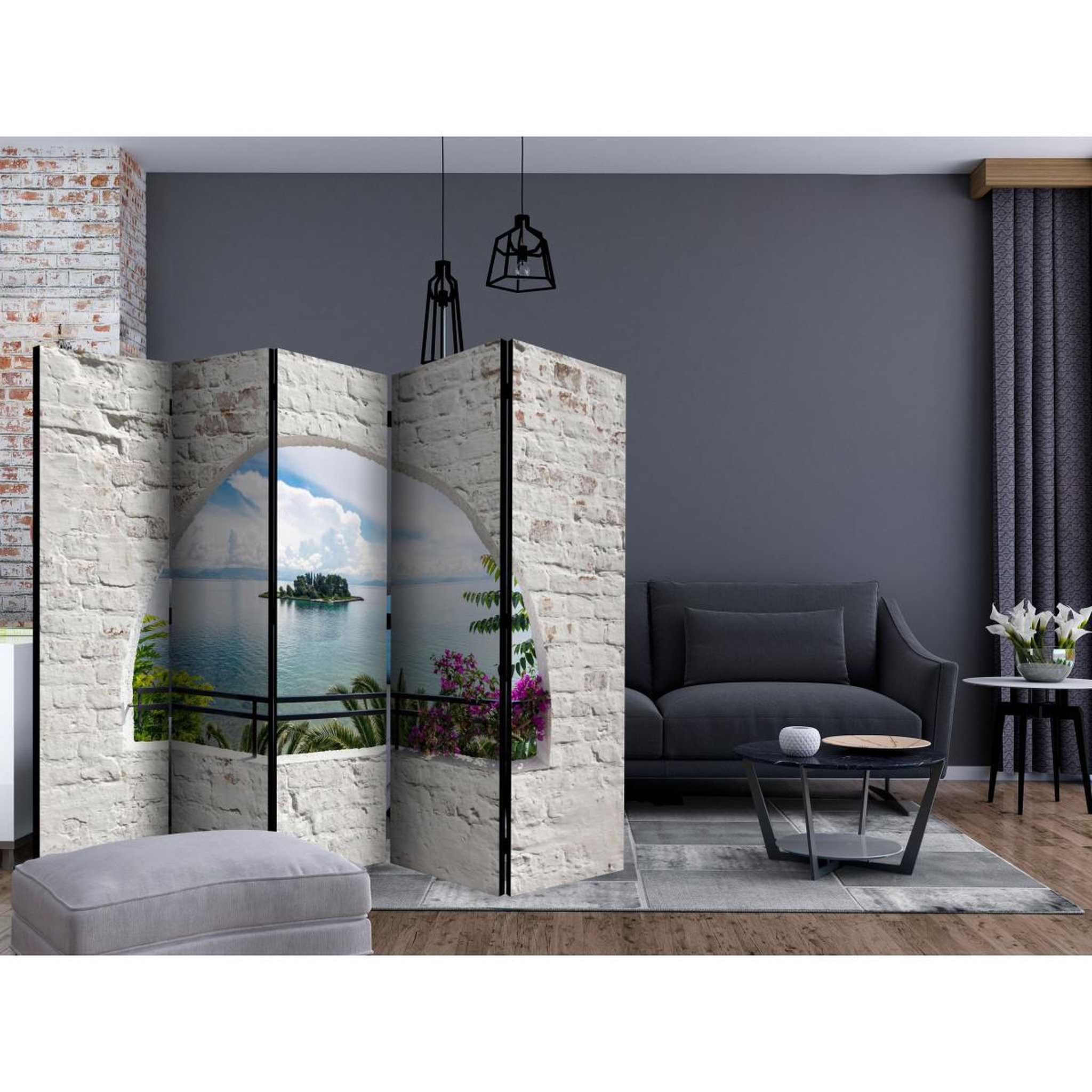 Voir la diapositive 2 : Paris Prix Paravent 5 volets  corfu island  172x225cm
