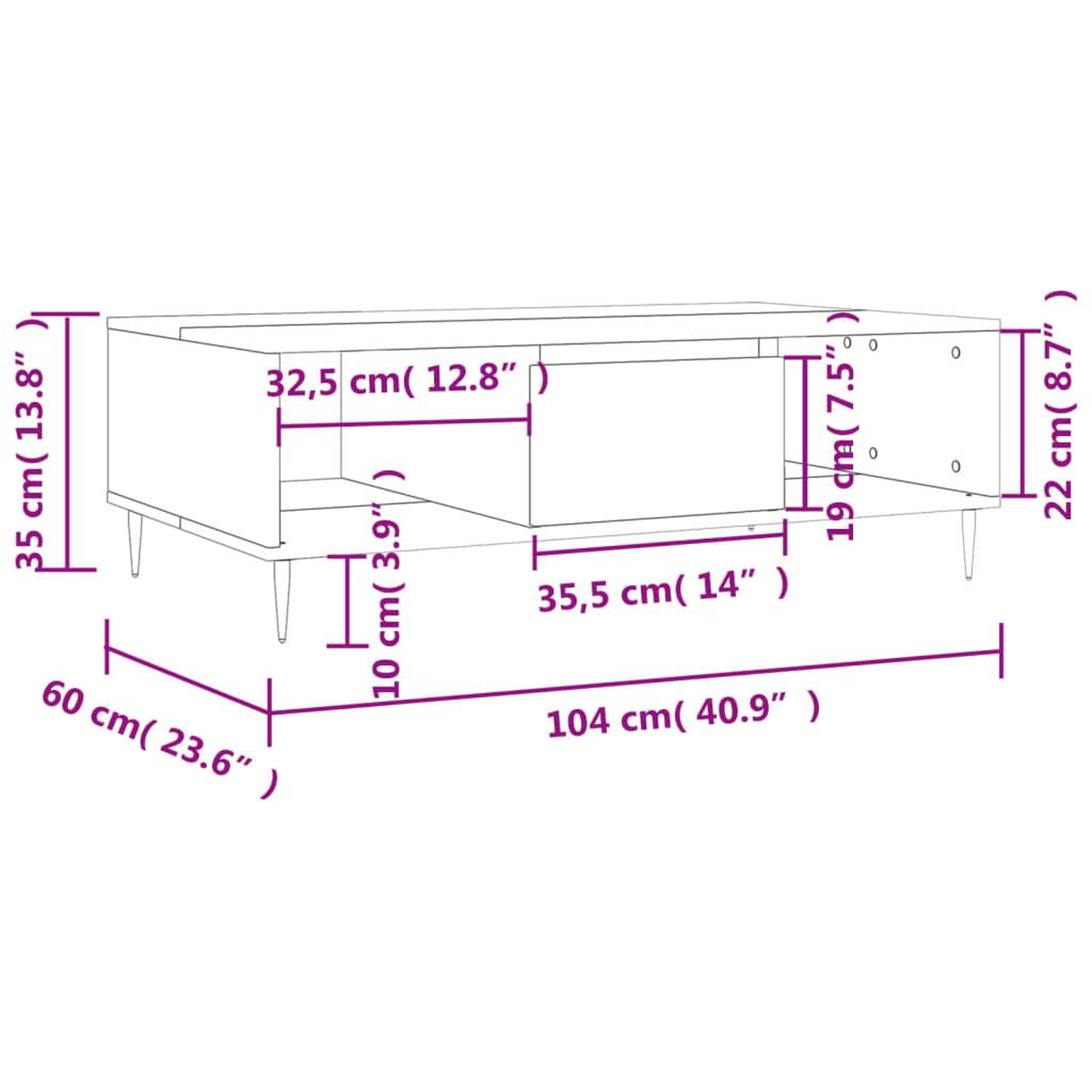 Voir la diapositive 6 : VIDAXL Table basse sonoma gris 104x60x35 cm bois d'ingenierie