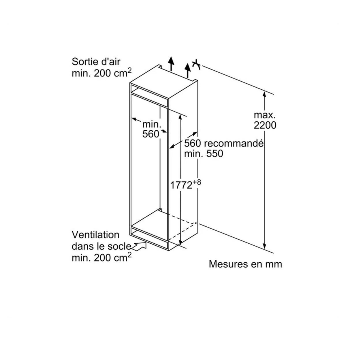 BOSCH Réfrigérateur combiné intégrable à glissière 270l blanc - KIV87NSE0