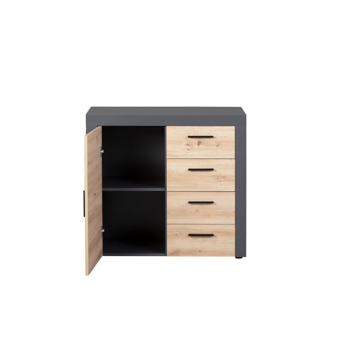 Commode meuble de rangement 1 porte 4 tiroirs L94cm BETO