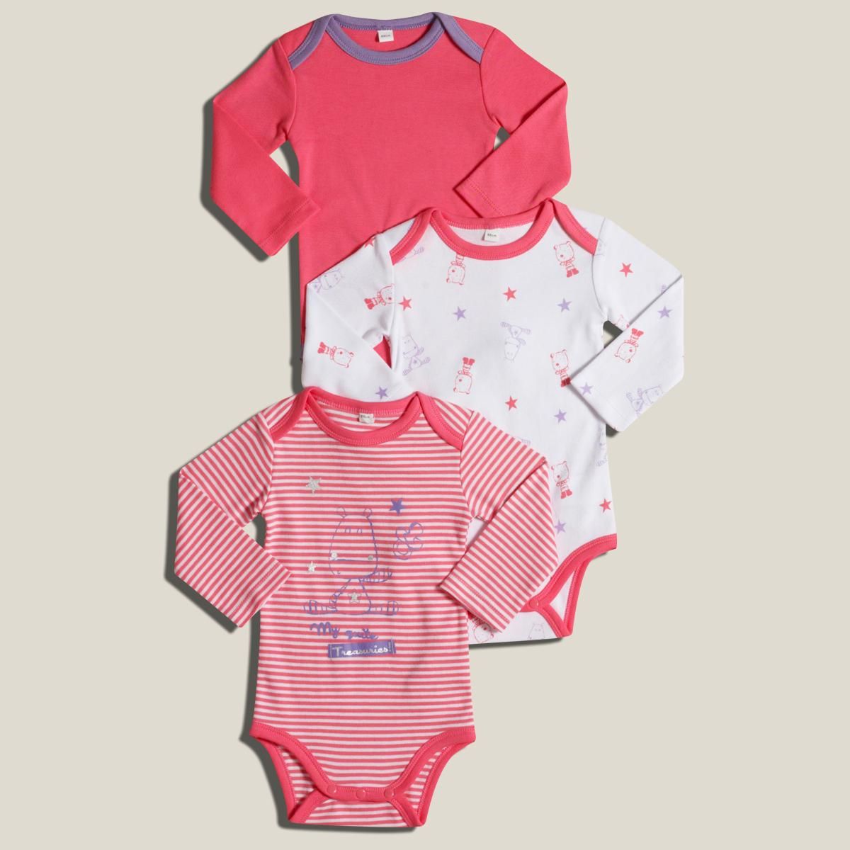 IN EXTENSO Lot de 3 bodies manches longues bébé