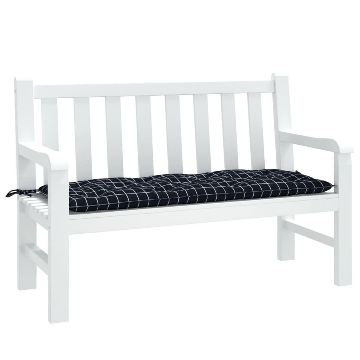 VIDAXL Coussin de banc de jardin carreaux noir 120x50x7 cm tissu