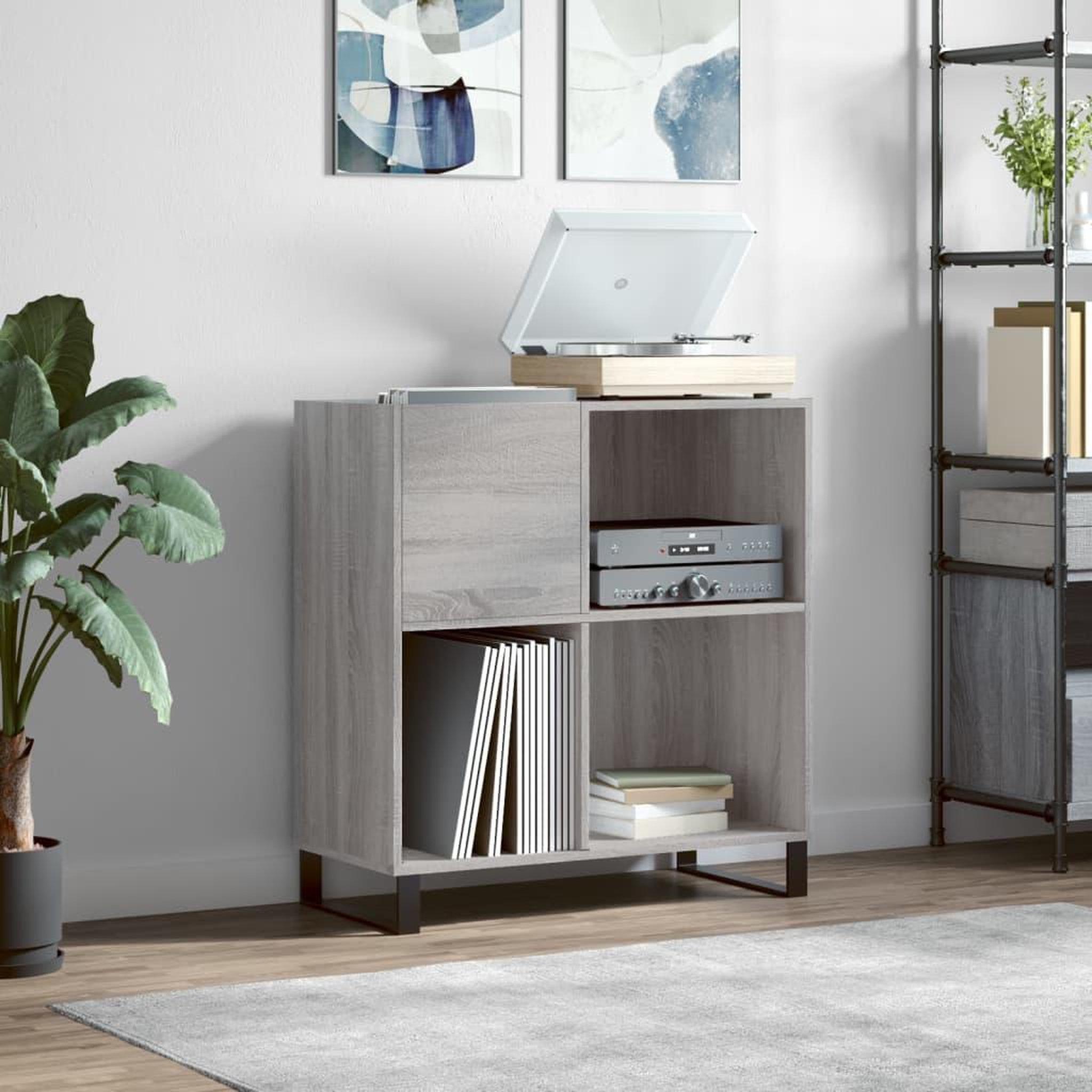 VIDAXL Armoire a disques sonoma gris 84,5x38x89 cm bois d'ingenierie