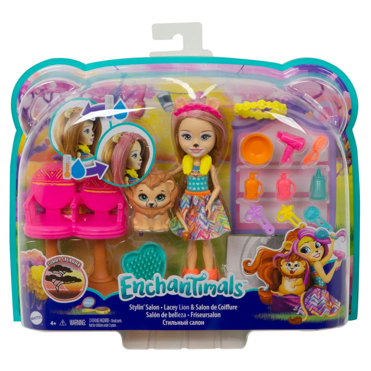 MATTEL Enchantimals Coffret - Lacey Lion et Manesy - Salon de coiffure