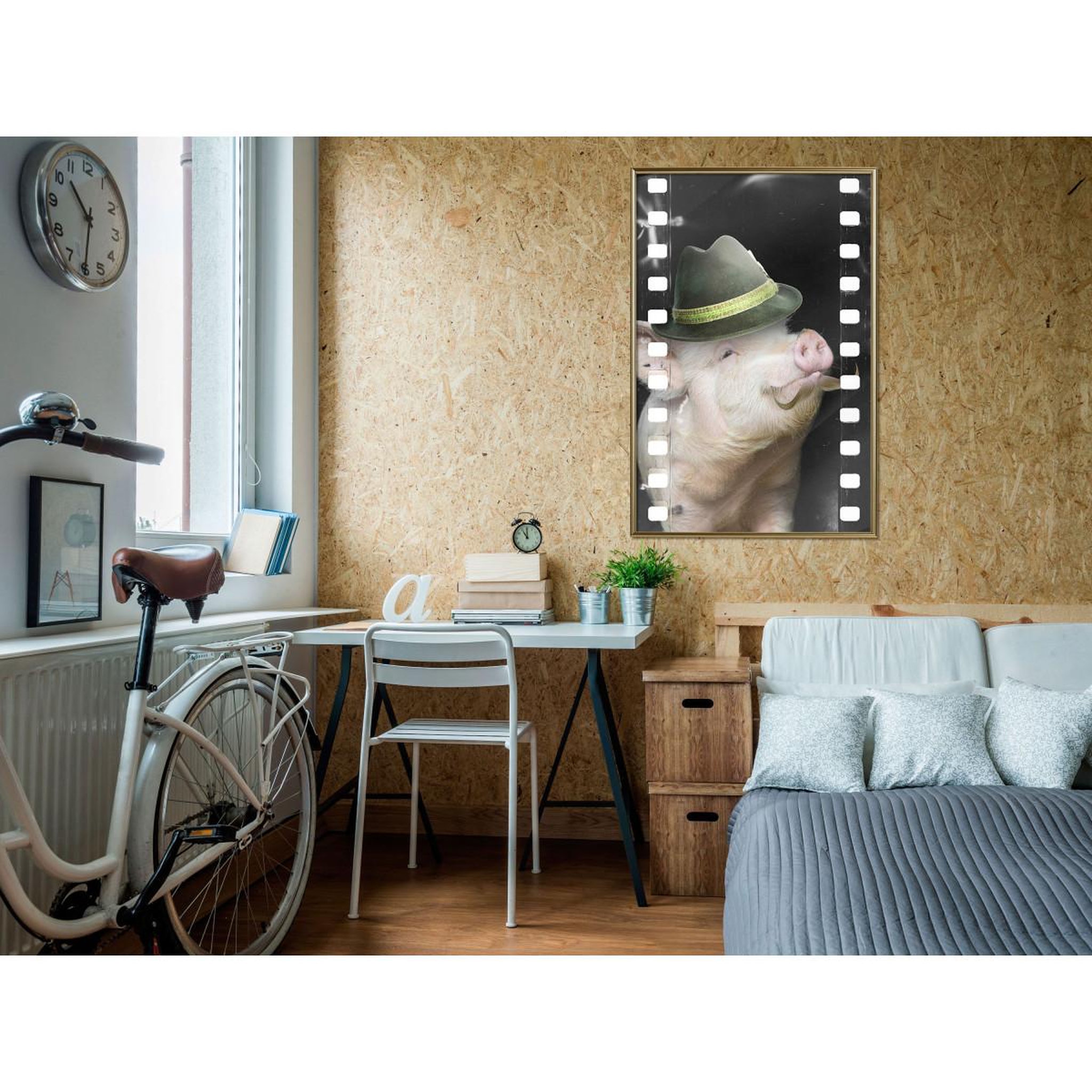 Voir la diapositive 2 : Paris Prix Affiche murale encadrée  dressed up piggy