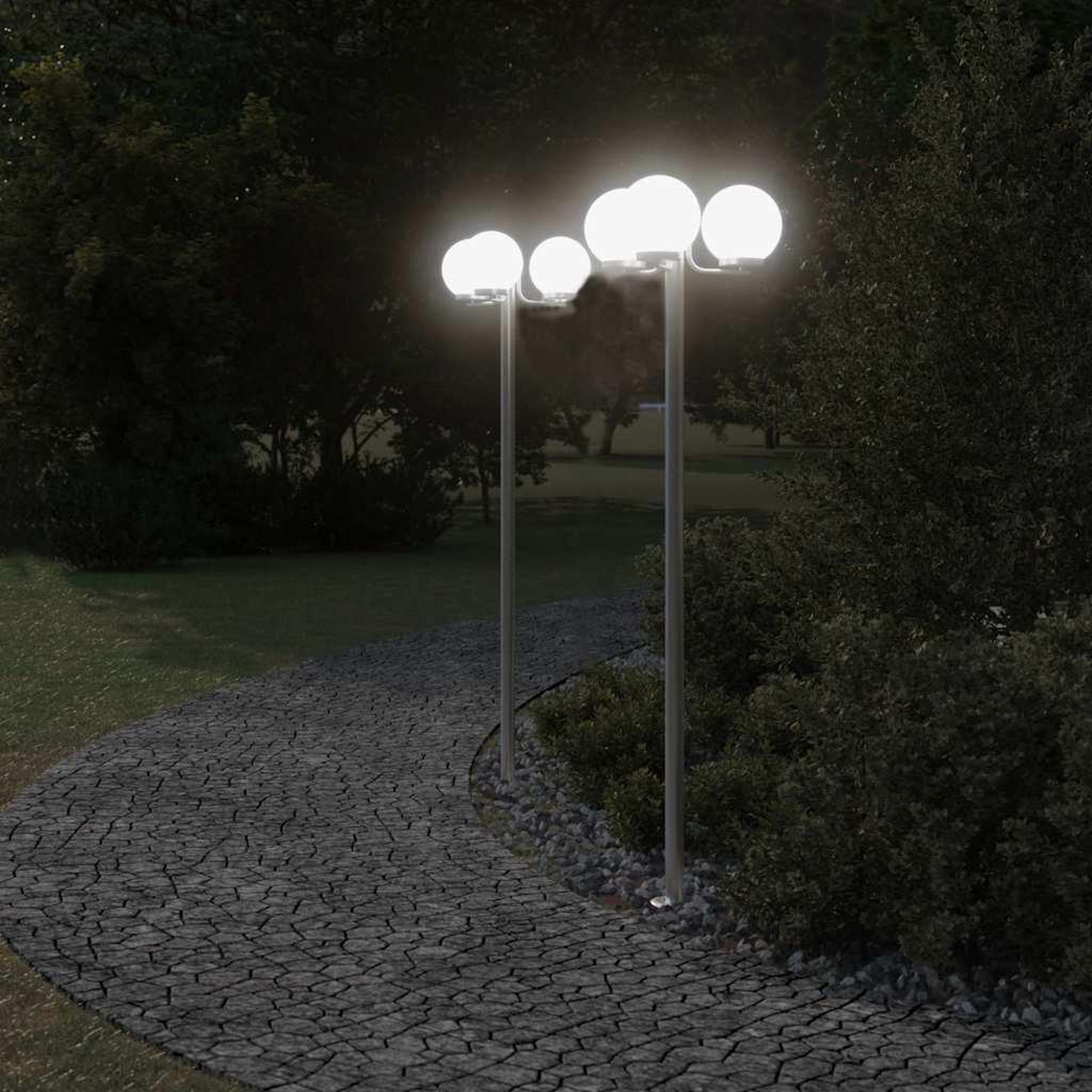 Voir la diapositive 3 : VIDAXL Lampadaires d'exterieur 2 pcs argente 215 cm acier inoxydable