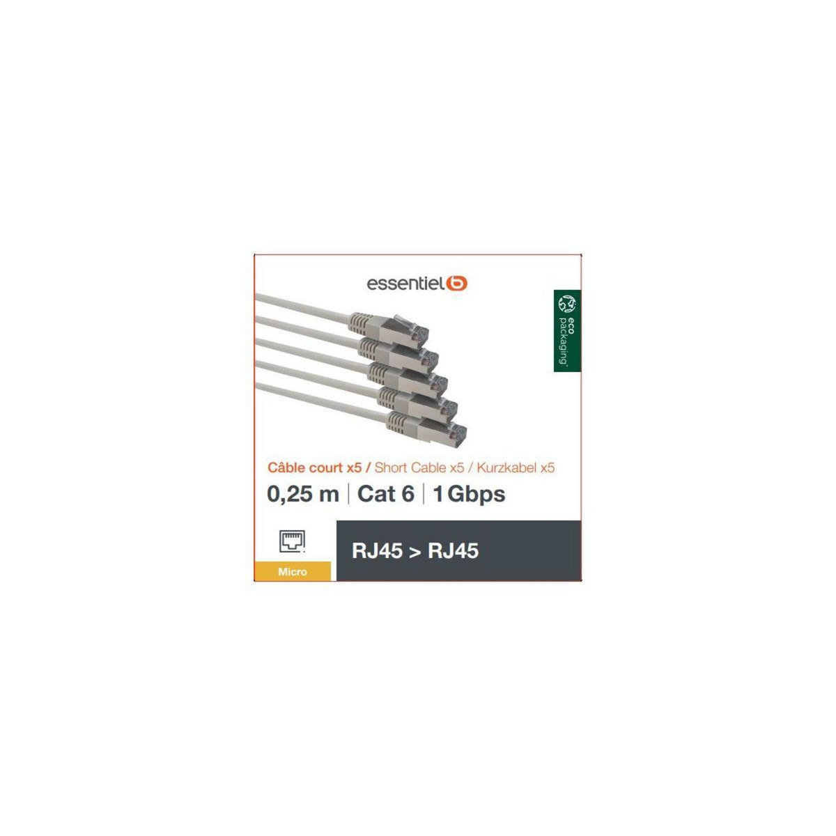 ESSENTIEL B Câble Ethernet 0.25M PACK x5