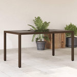 VIDAXL Table de jardin avec dessus en verre marron resine tressee