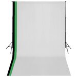 VIDAXL Kit de studio photo et 3 toiles de fond reglables Coton 3x5 m