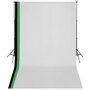 Voir la diapositive 1 : VIDAXL Kit de studio photo et 3 toiles de fond reglables Coton 3x5 m
