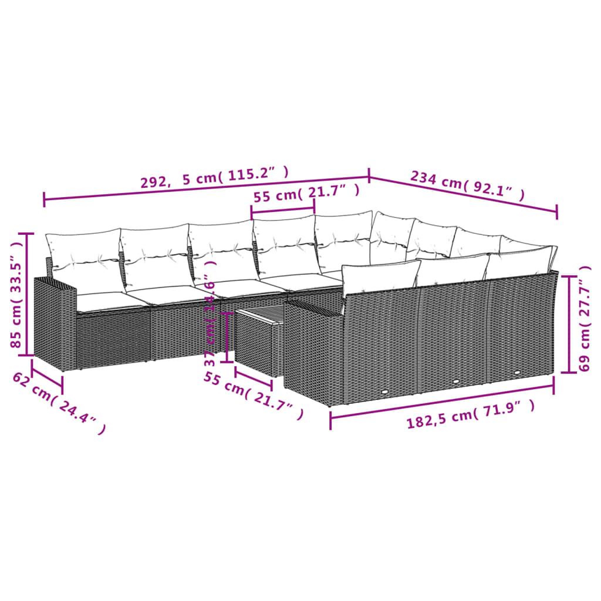 Voir la diapositive 4 : VIDAXL Salon de jardin 11 pcs avec coussins noir resine tressee