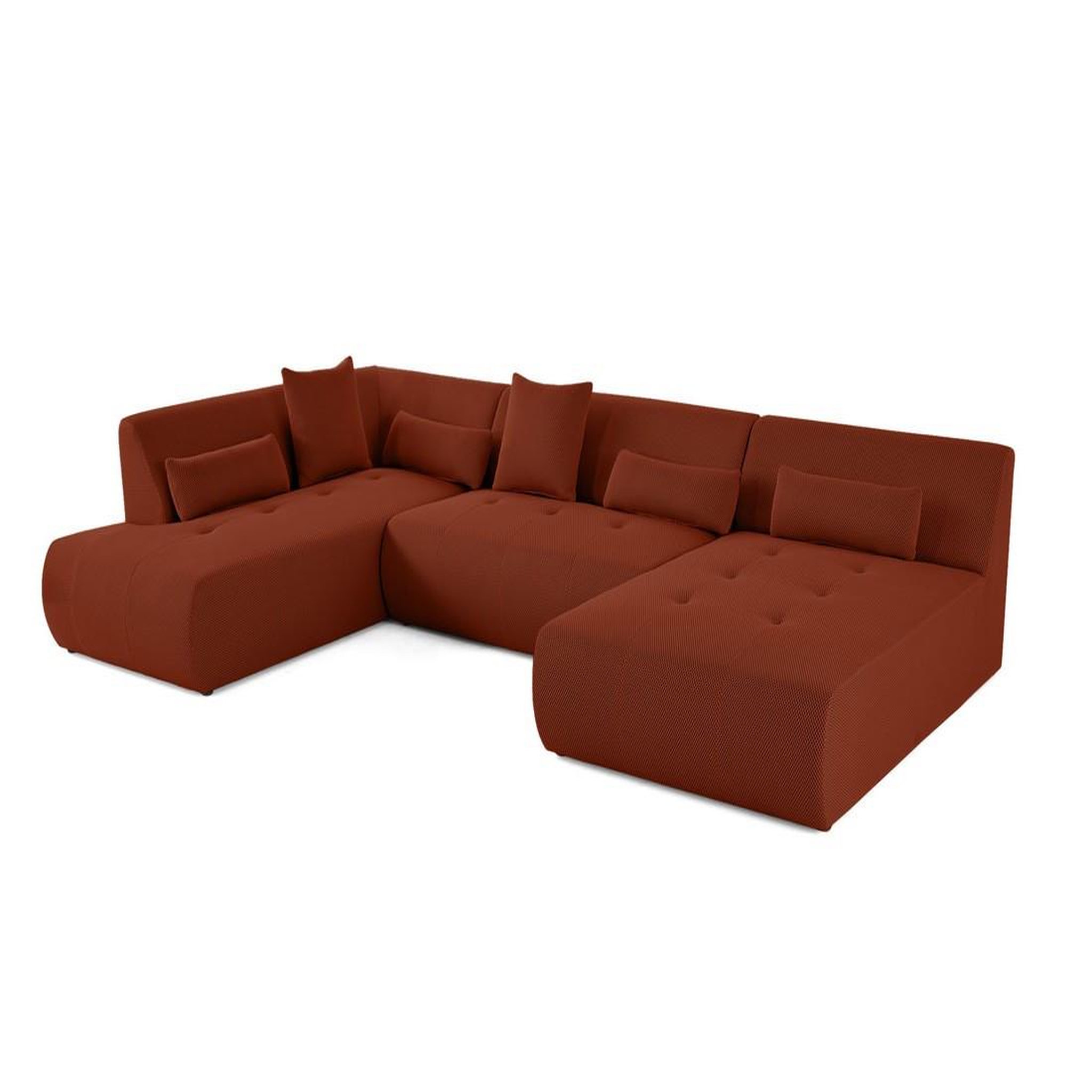 Voir la diapositive 2 : LISA DESIGN Onyx - canapé panoramique d'angle gauche - 7 places - en tissu mailles 3d