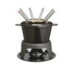 ASTER Ensemble de fondue Aster MasterClass - Caquelon en fonte émaillée noir avec brûleur ajustable