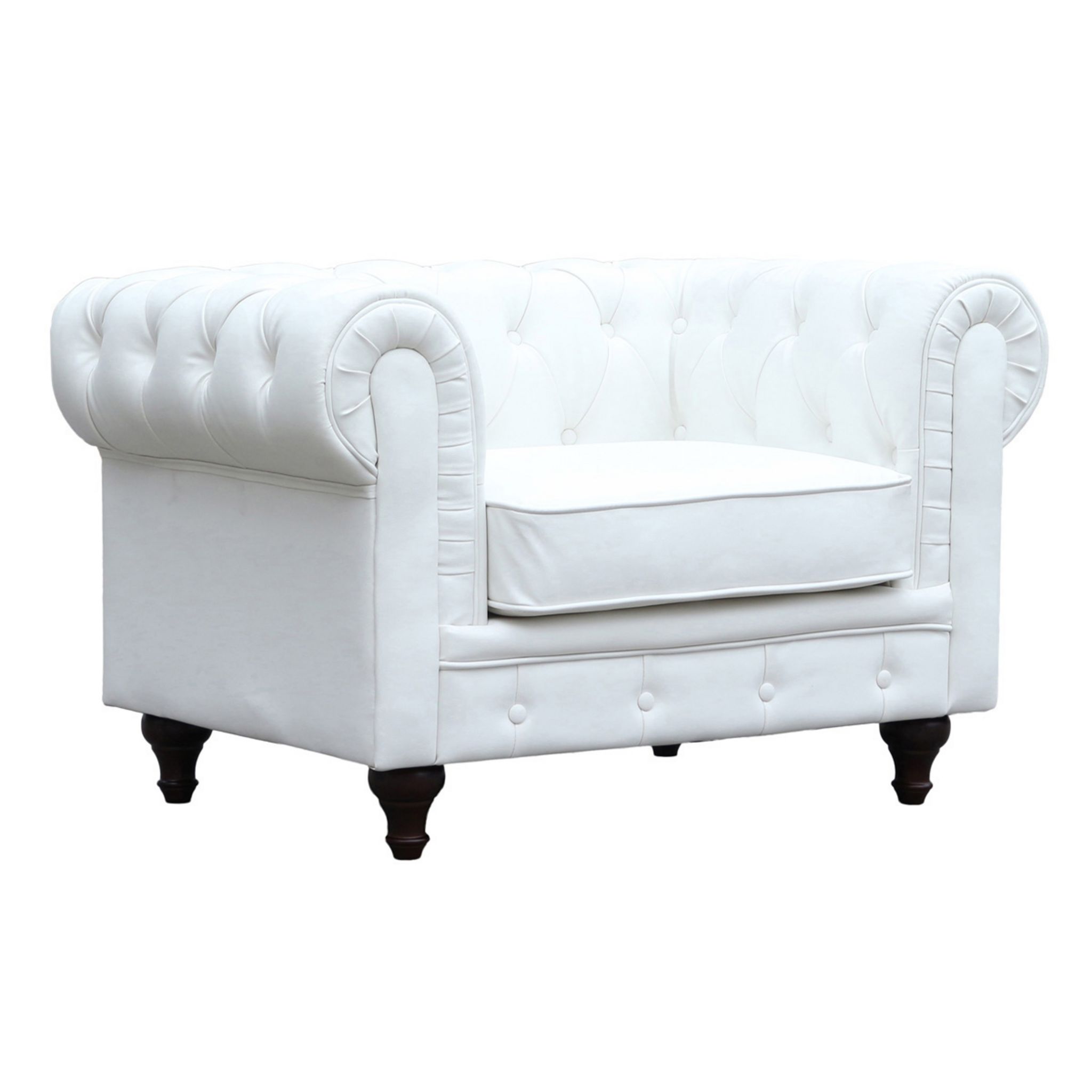 Habitat et Jardin Fauteuil Chesterfield  Aliza  - 111 x 82 x 70 cm - Blanc