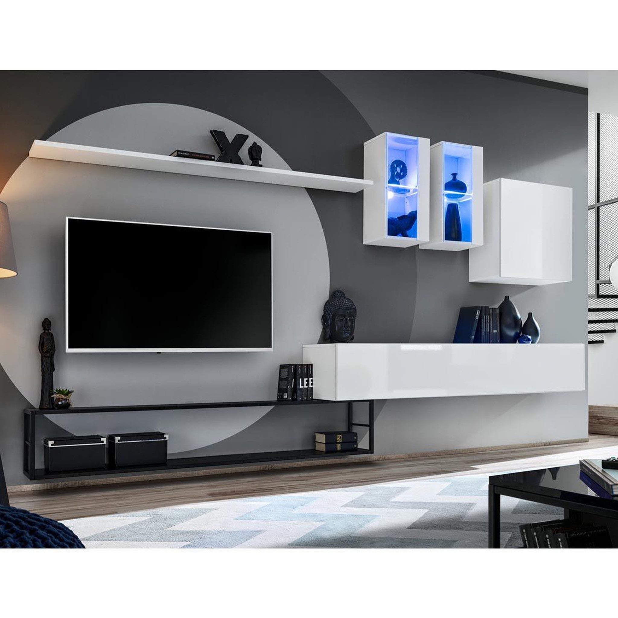 Paris Prix Ensemble meuble tv design  switch i  330cm blanc & noir