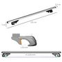 Voir la diapositive 3 : HOMCOM Barres de toit de voiture verrouillables 2 clés fournies dim. 135L x 5,5l x 7H cm aluminium noir