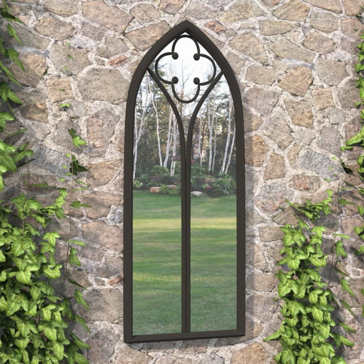 VIDAXL Miroir de jardin Noir 100x45 cm Fer pour utilisation exterieure
