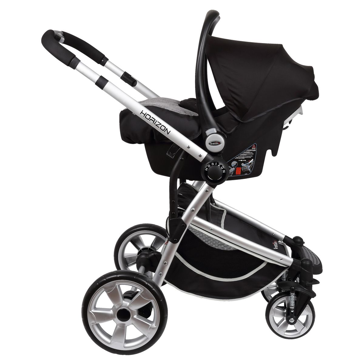 TROTTINE Poussette + hamac + nacelle - combiné 3 en 1 Horizon  - Gris/Noir