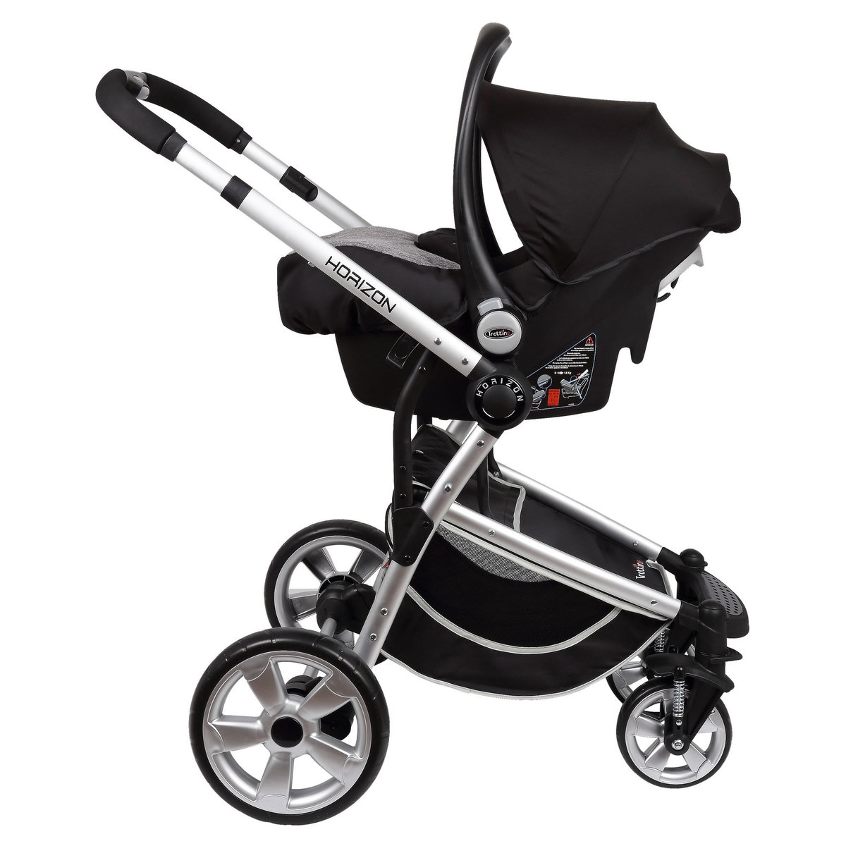 TROTTINE Poussette + hamac + nacelle - combiné 3 en 1 Horizon  - Gris/Noir