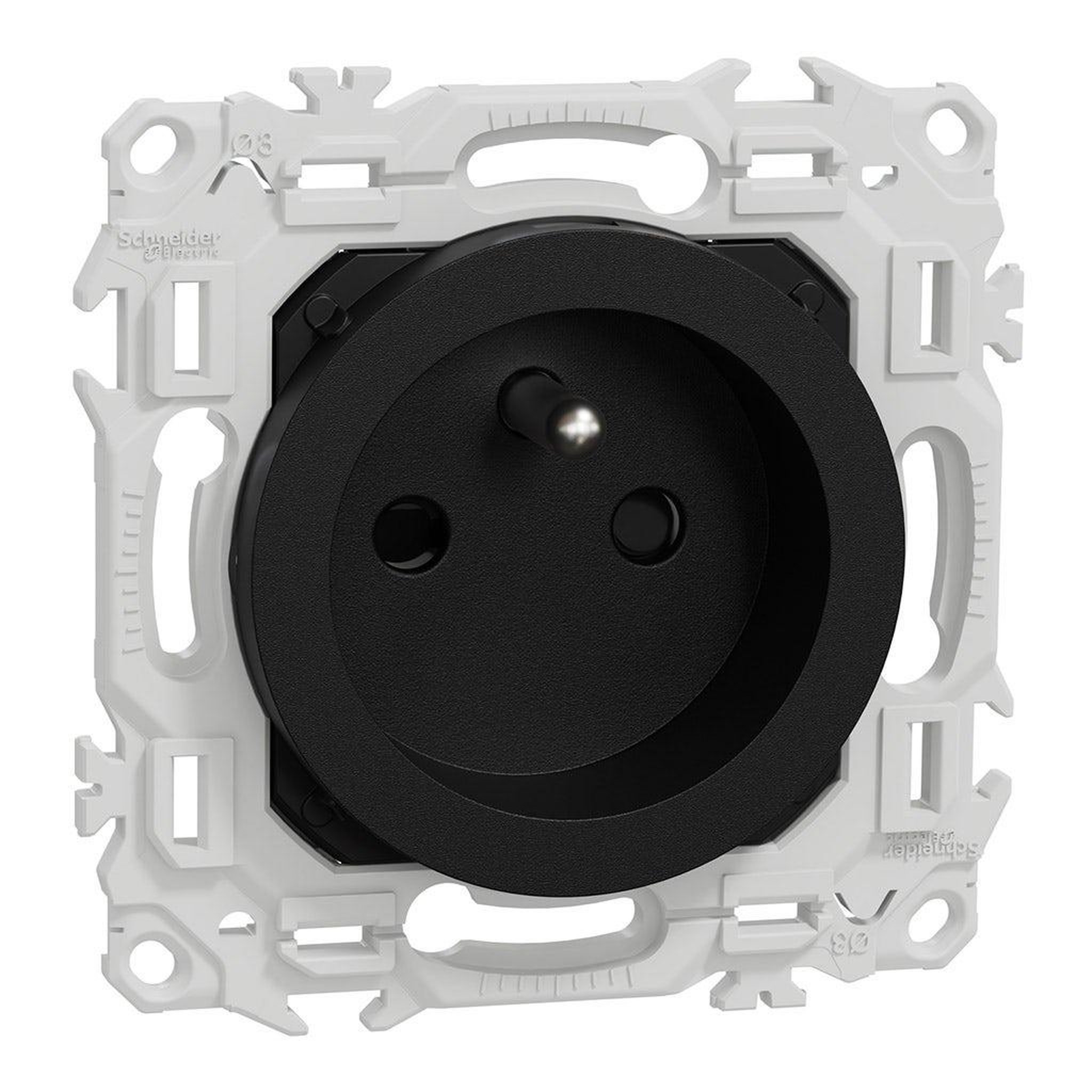 Schneider Electric Prise 2p+t rénovation à puits - 4 bornes auto par pôle - noir onyx odace