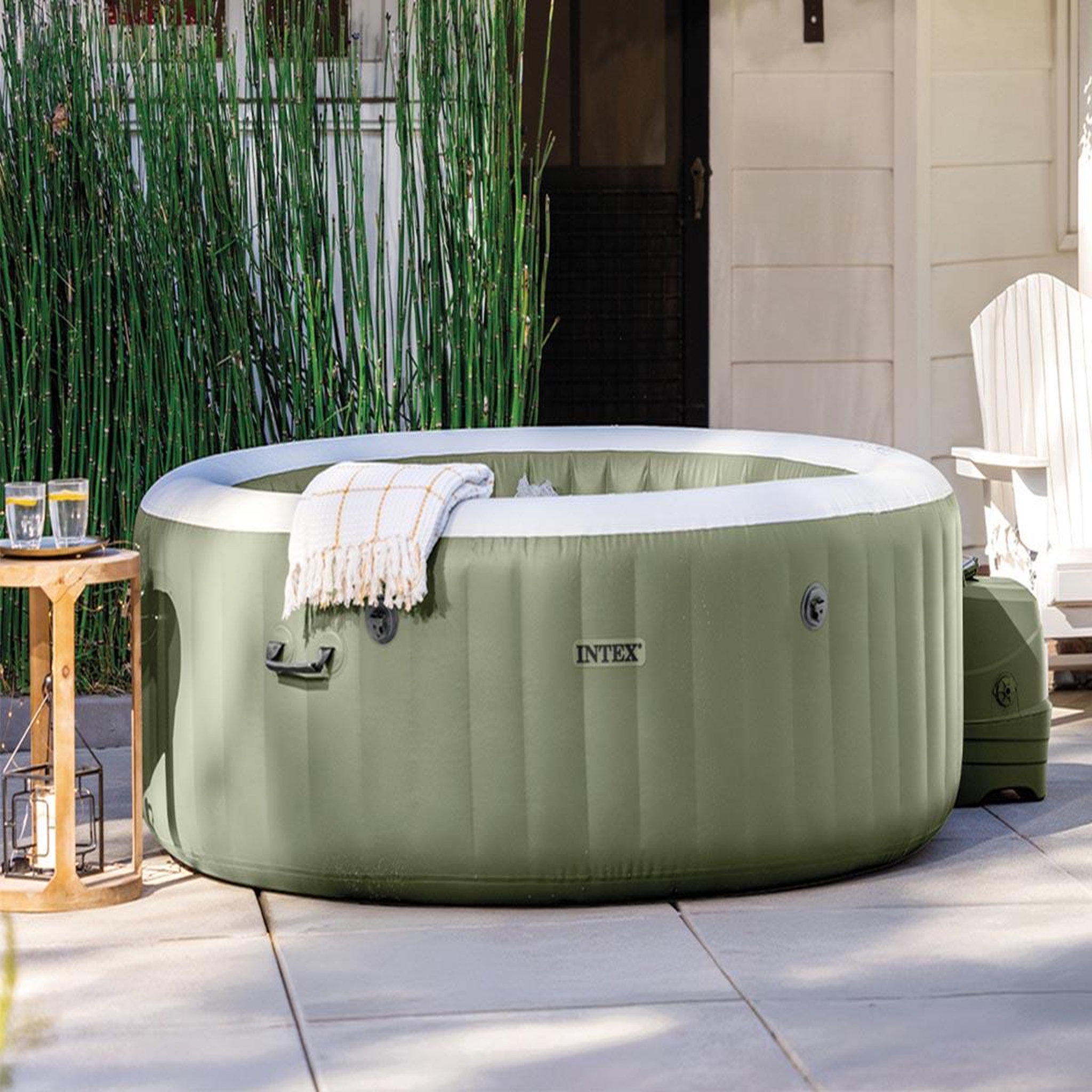 Voir la diapositive 3 : INTEX Spa gonflable purespa olive rond bulles 6 places - intex