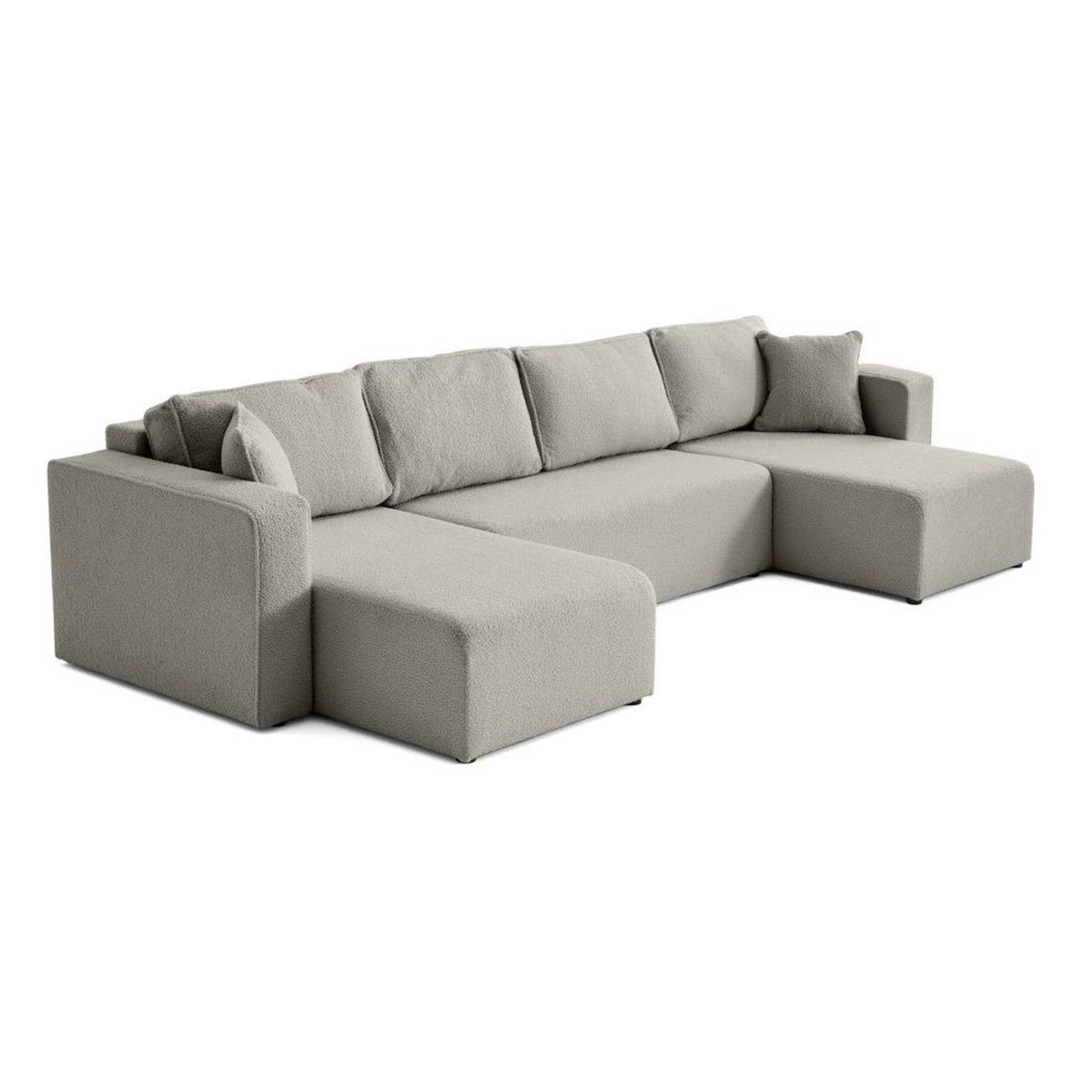 BEST MOBILIER Topaze - canapé panoramique en u - 7 places - convertible avec coffre - en tissu bouclette