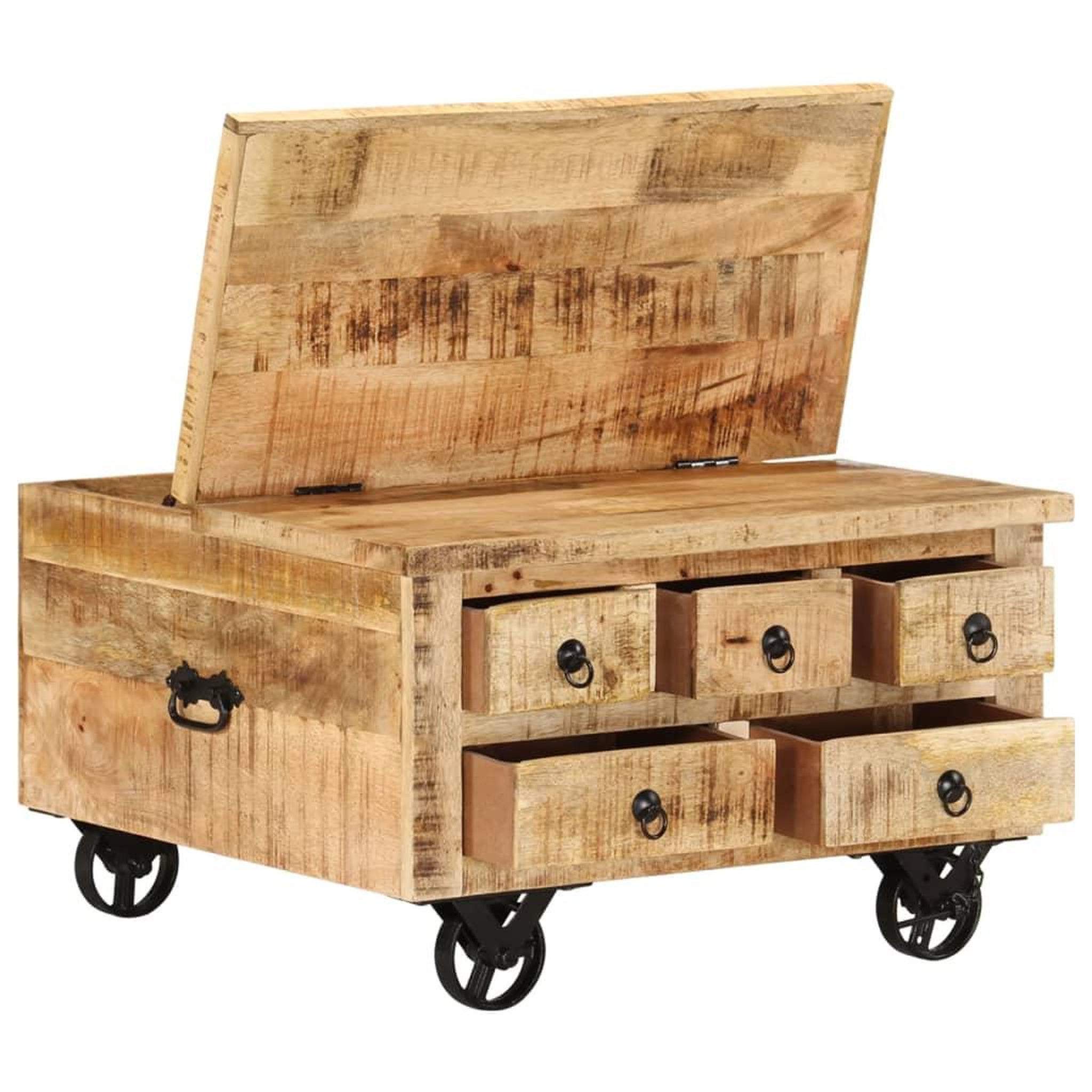 Voir la diapositive 3 : VIDAXL Table basse Bois de manguier brut 70 x 70 x 40 cm