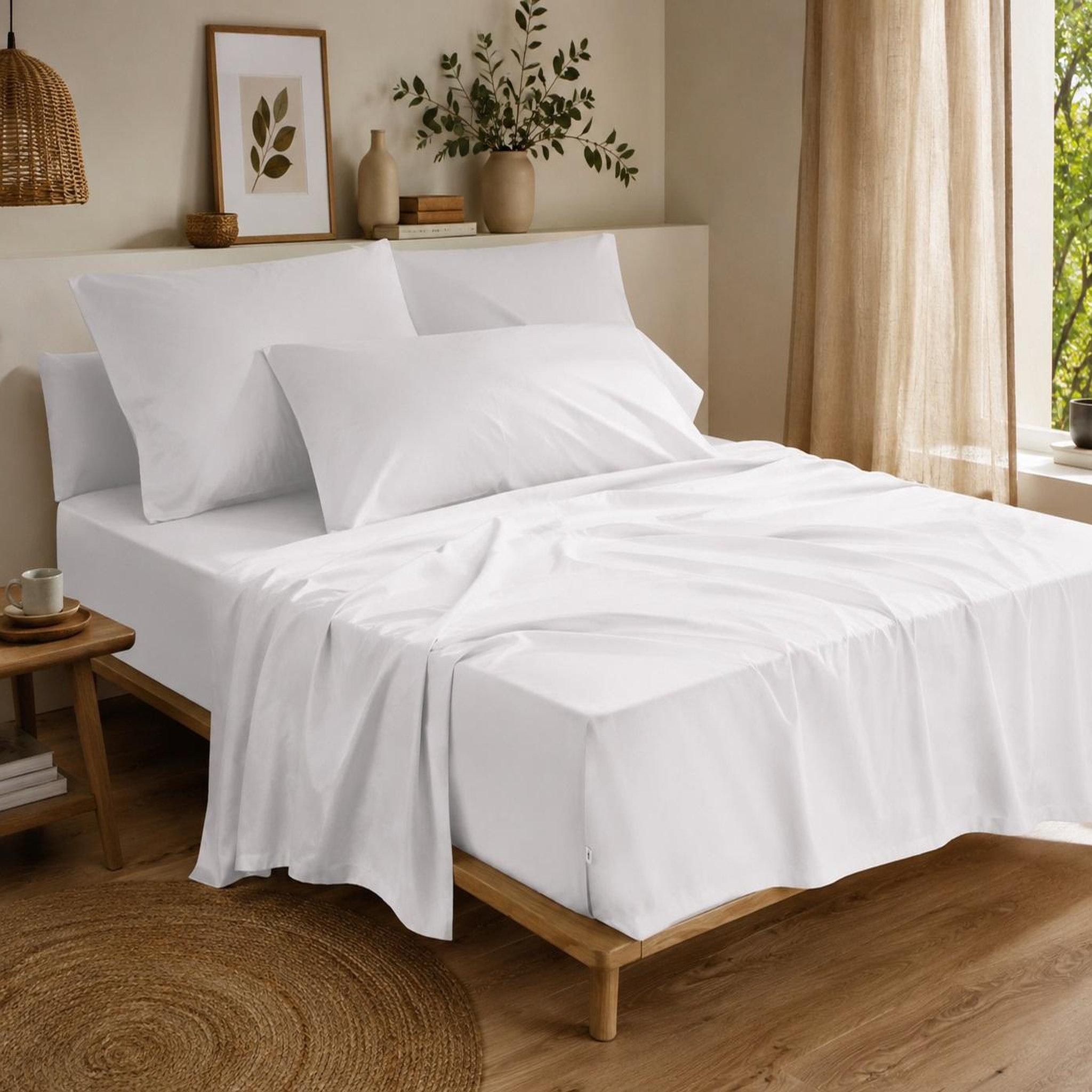 Voir la diapositive 2 : Eden Drap housse double gaze de coton gaïa