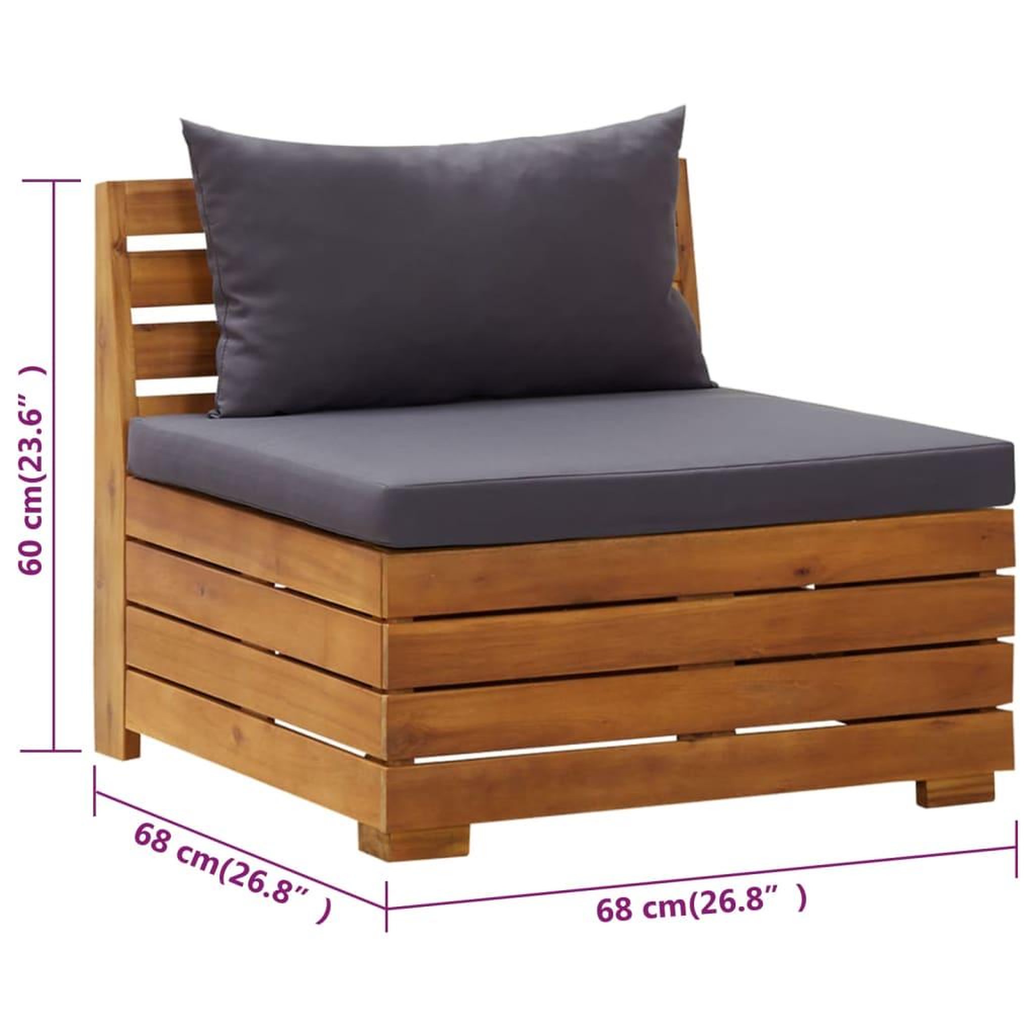 Voir la diapositive 6 : VIDAXL Canape de jardin 2 places avec coussins Bois d'acacia massif