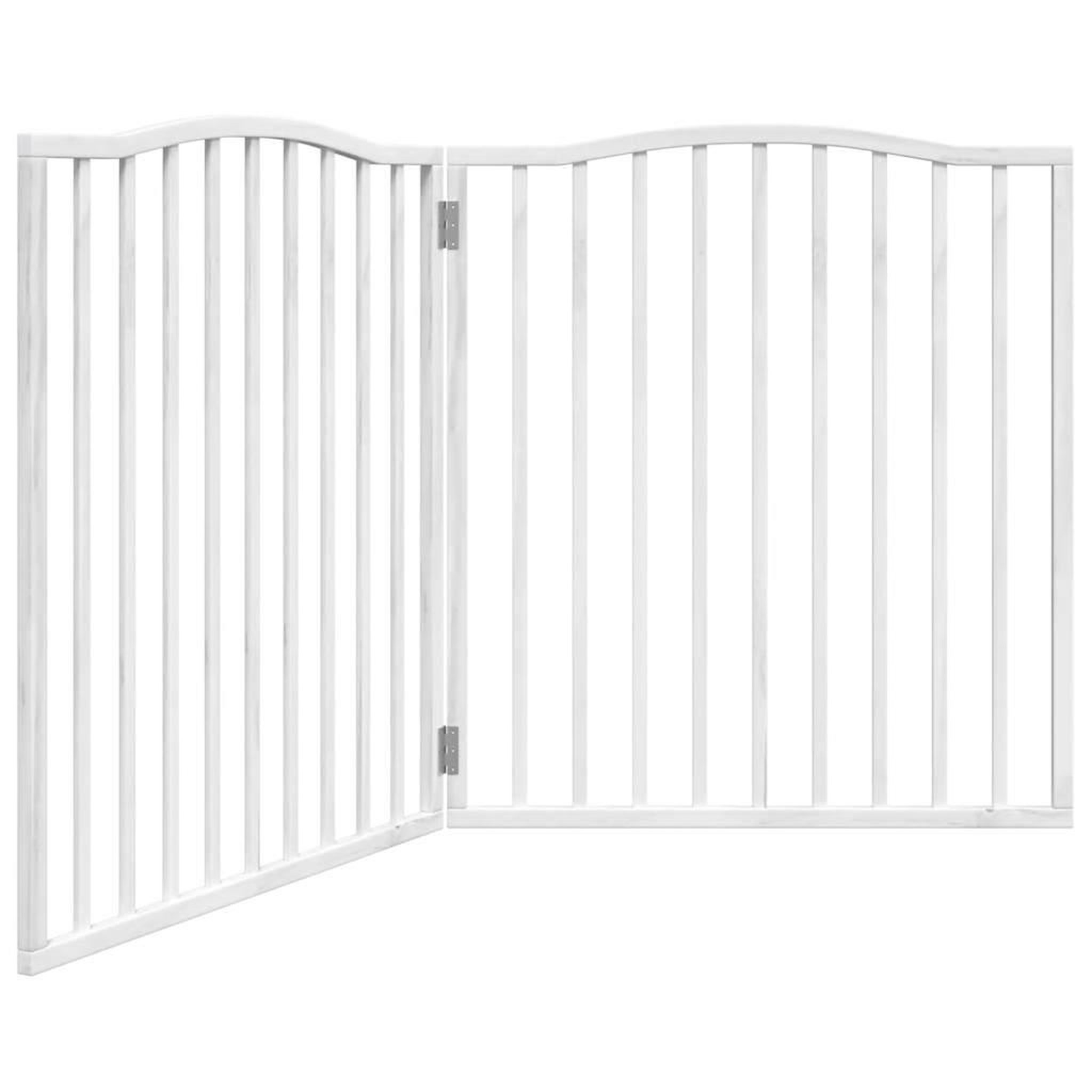 Voir la diapositive 2 : VIDAXL Barriere pour chiens et porte 4 panneaux blanc bois de peuplier