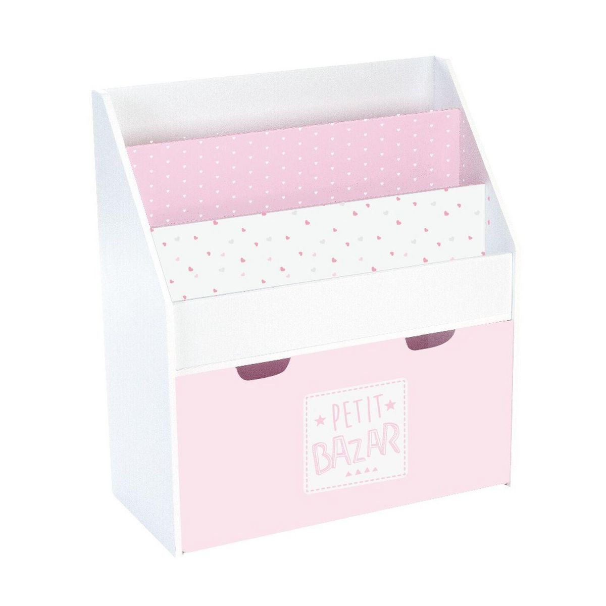 Atmosphera Kids Bibliothèque avec bac de rangement sur roulettes - 62 x 70 cm - Rose