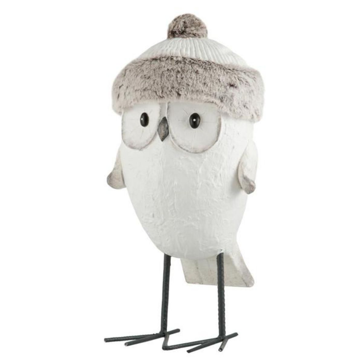 Paris Prix Statue Déco  Hibou avec Bonnet  52cm Blanc