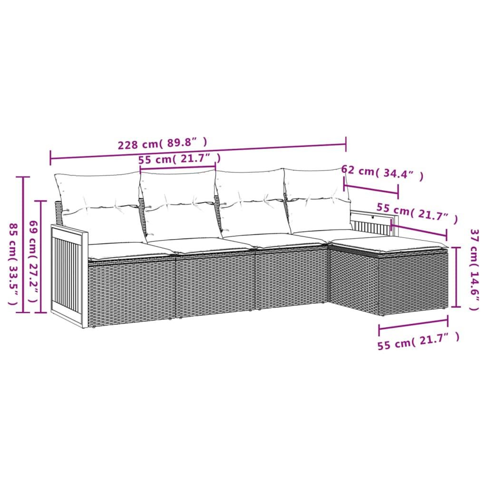 Voir la diapositive 4 : VIDAXL Salon de jardin avec coussins 5 pcs beige resine tressee
