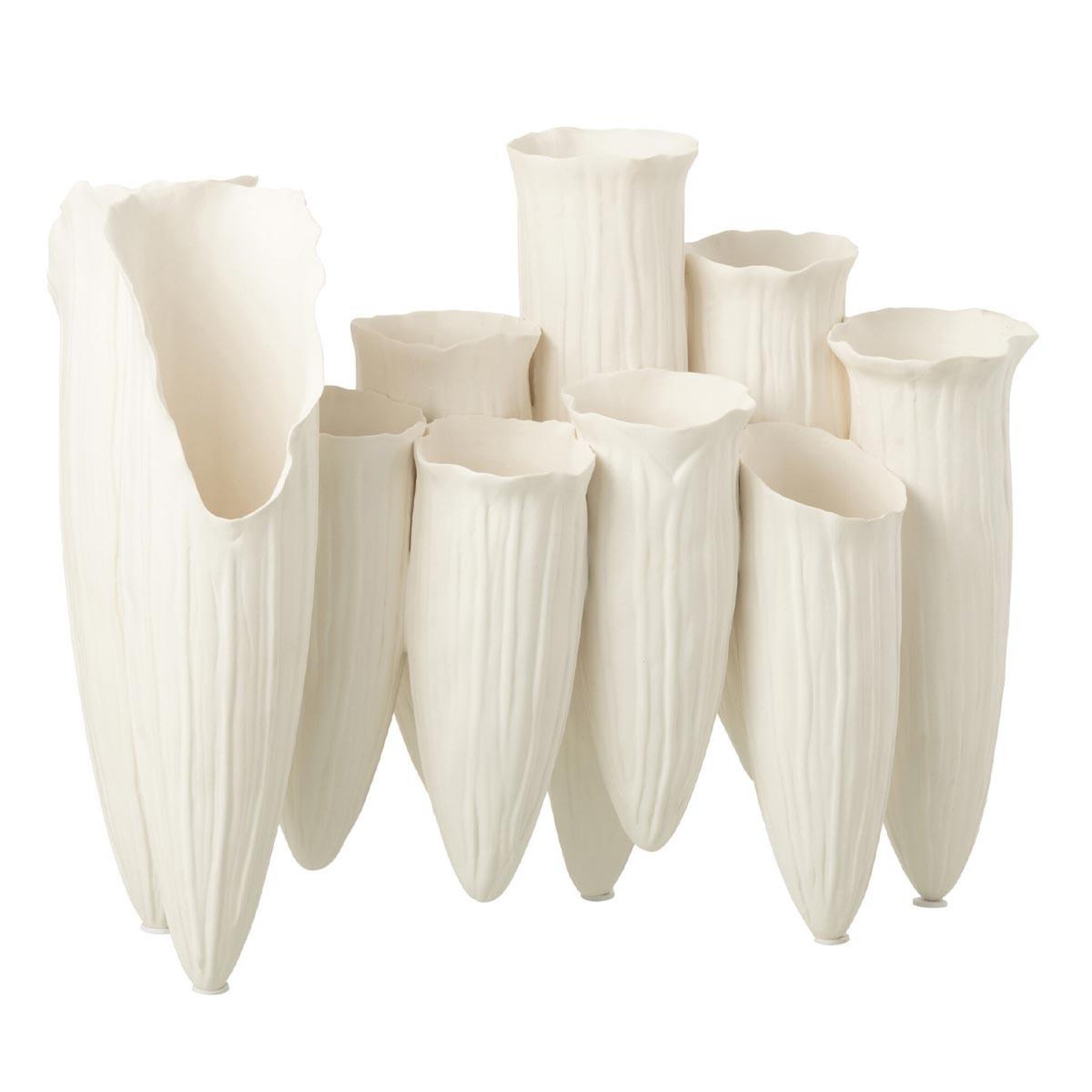J-LINE Vase soliflore en céramique  helix  34cm blanc