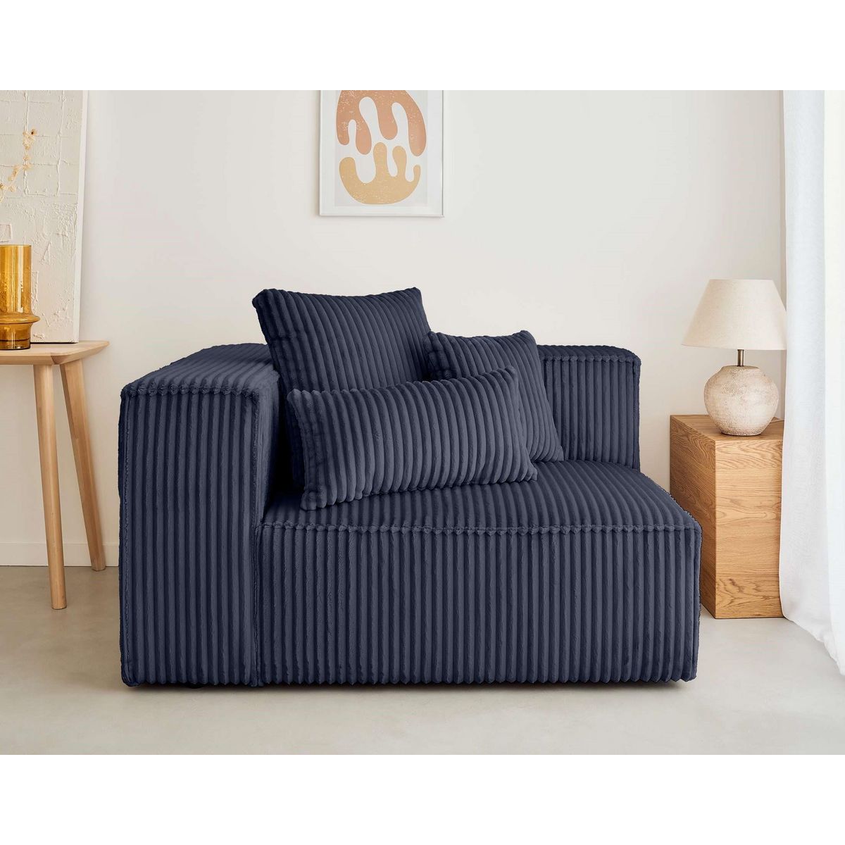 LISA DESIGN Colombine - module d'assise gauche - en velours côtelé grosses côtes