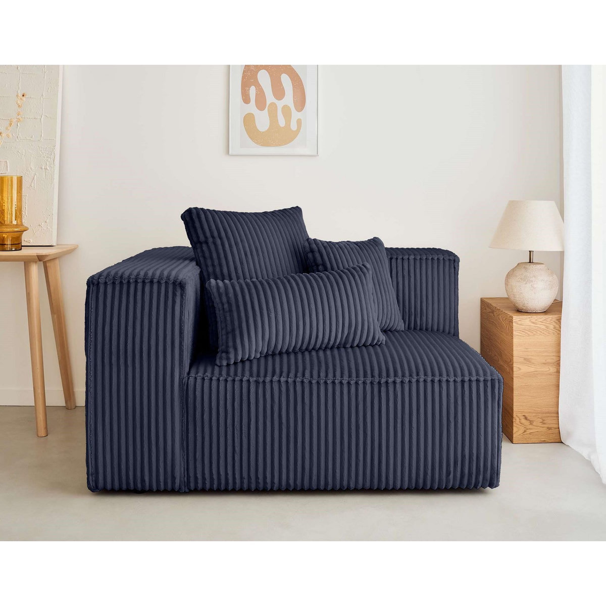 LISA DESIGN Colombine - module d'assise gauche - en velours côtelé grosses côtes