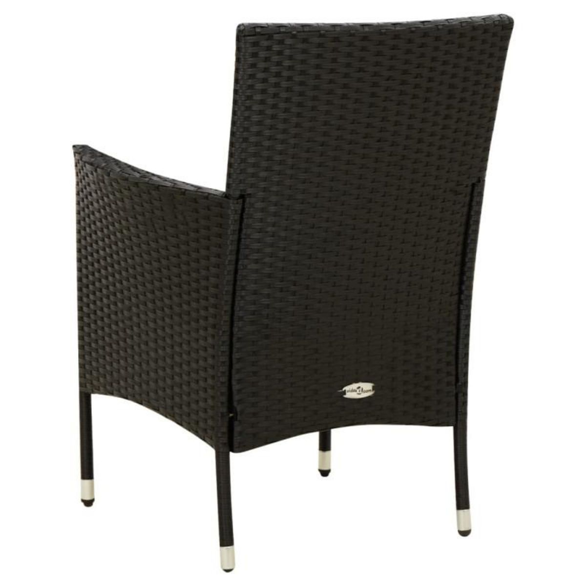 VIDAXL Chaises de jardin lot de 2 avec coussins Résine tressée Noir