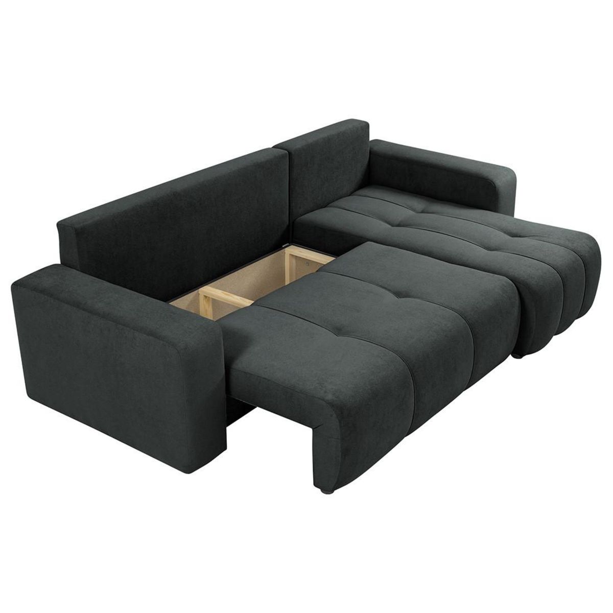 BEST MOBILIER Nicole - canapé d'angle réversible 4 places convertible avec coffre en tissu