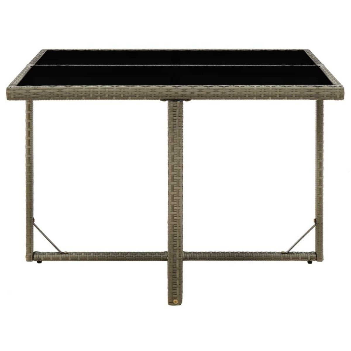 VIDAXL Table de jardin Gris 109x107x74 cm Resine tressee et verre