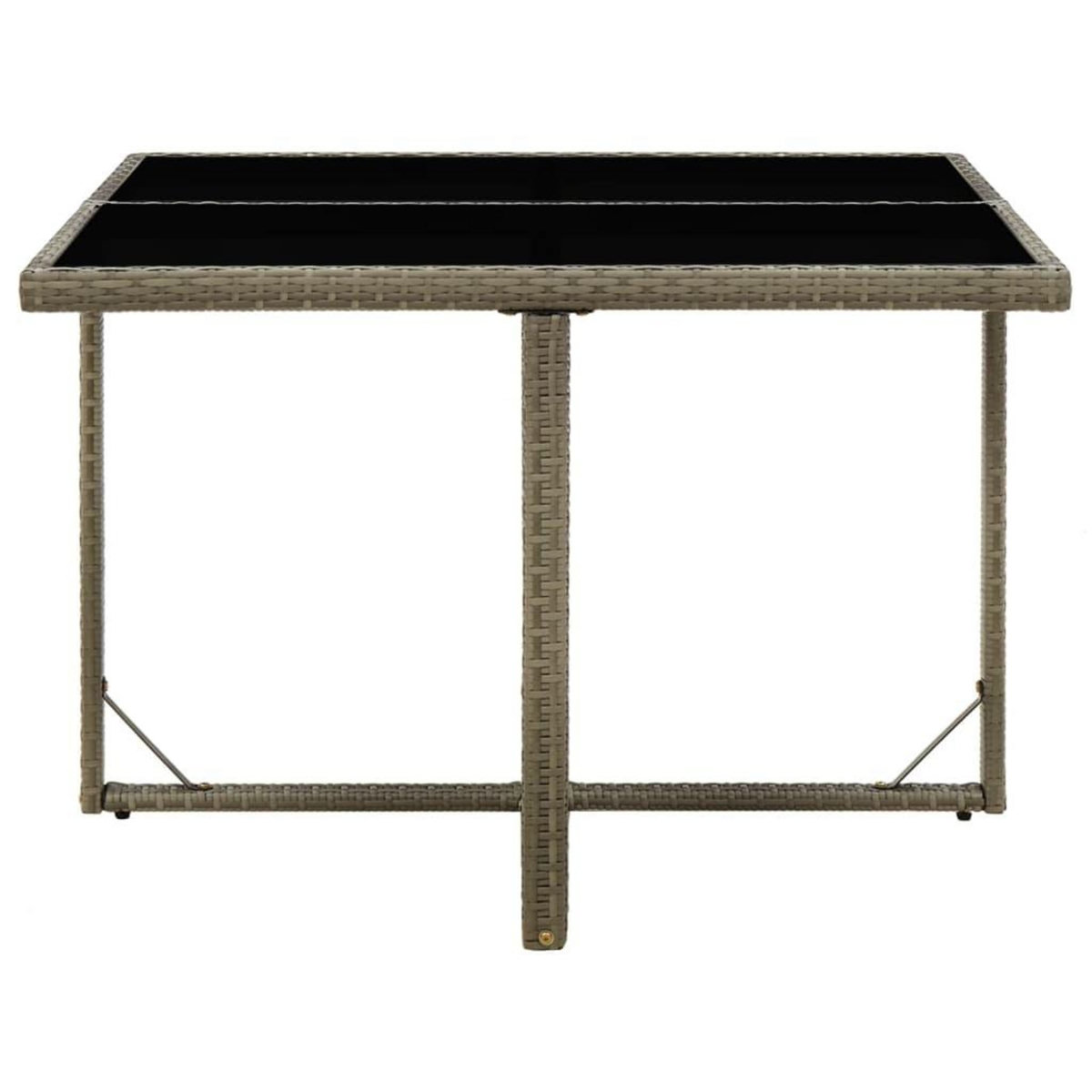 VIDAXL Table de jardin Gris 109x107x74 cm Resine tressee et verre