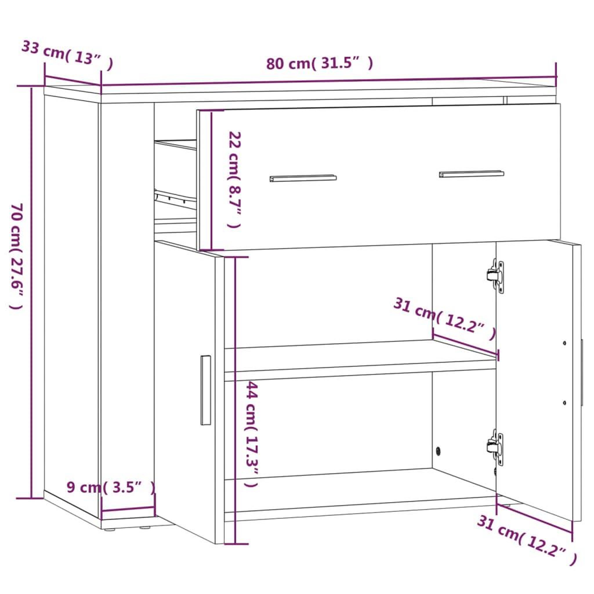 Voir la diapositive 6 : VIDAXL Buffet Chene fume 80x33x70 cm Bois d'ingenierie