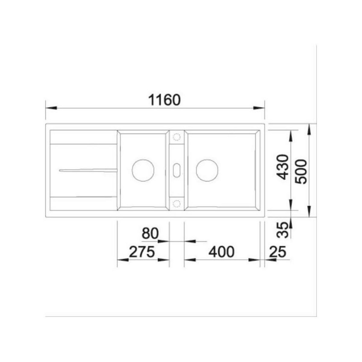 Blanco Evier à encastrer 80cm manuel blanc avec siphon - 513260