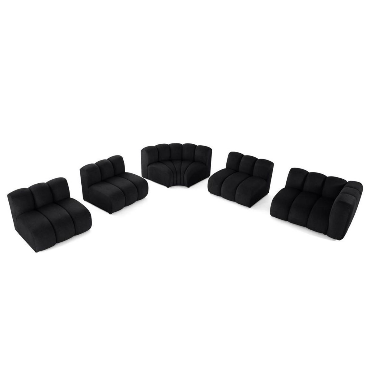 LISA DESIGN Debbie - canapé modulable d'angle gauche 5 places en tissu texturé